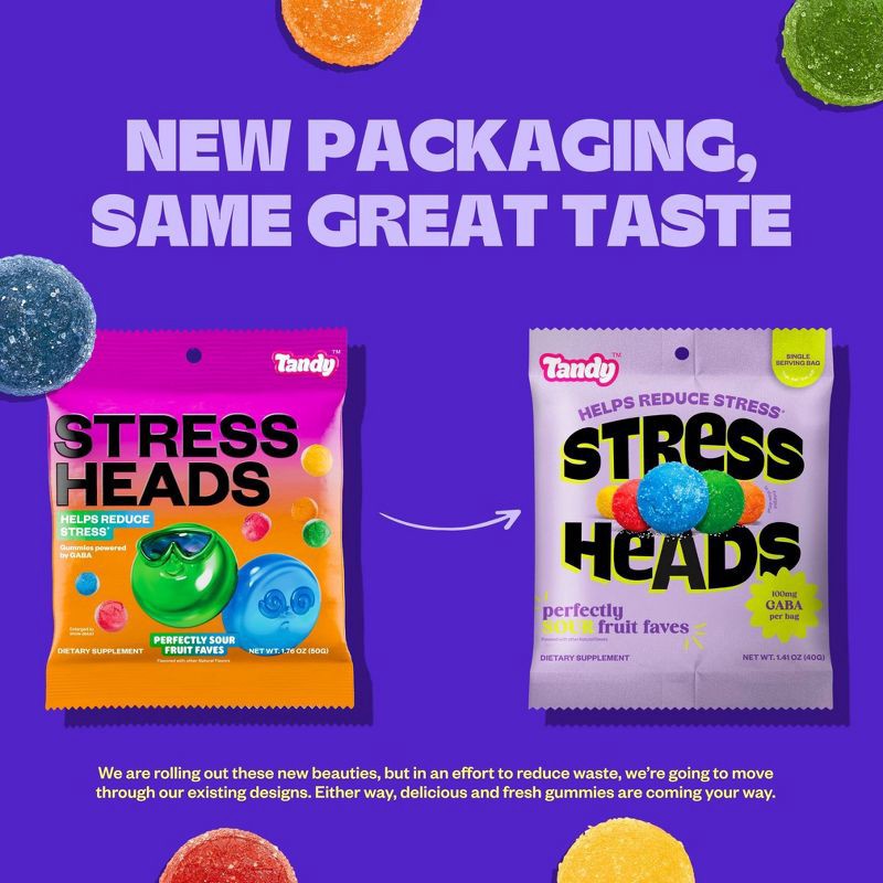 slide 4 of 8, Tandy Stress Heads Gummy Supplement - 1.41oz, 1.41 oz