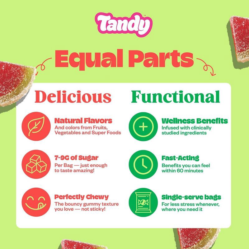 slide 5 of 8, Tandy Mellow Melons Gummy Supplement - 1.41oz, 1.41 oz