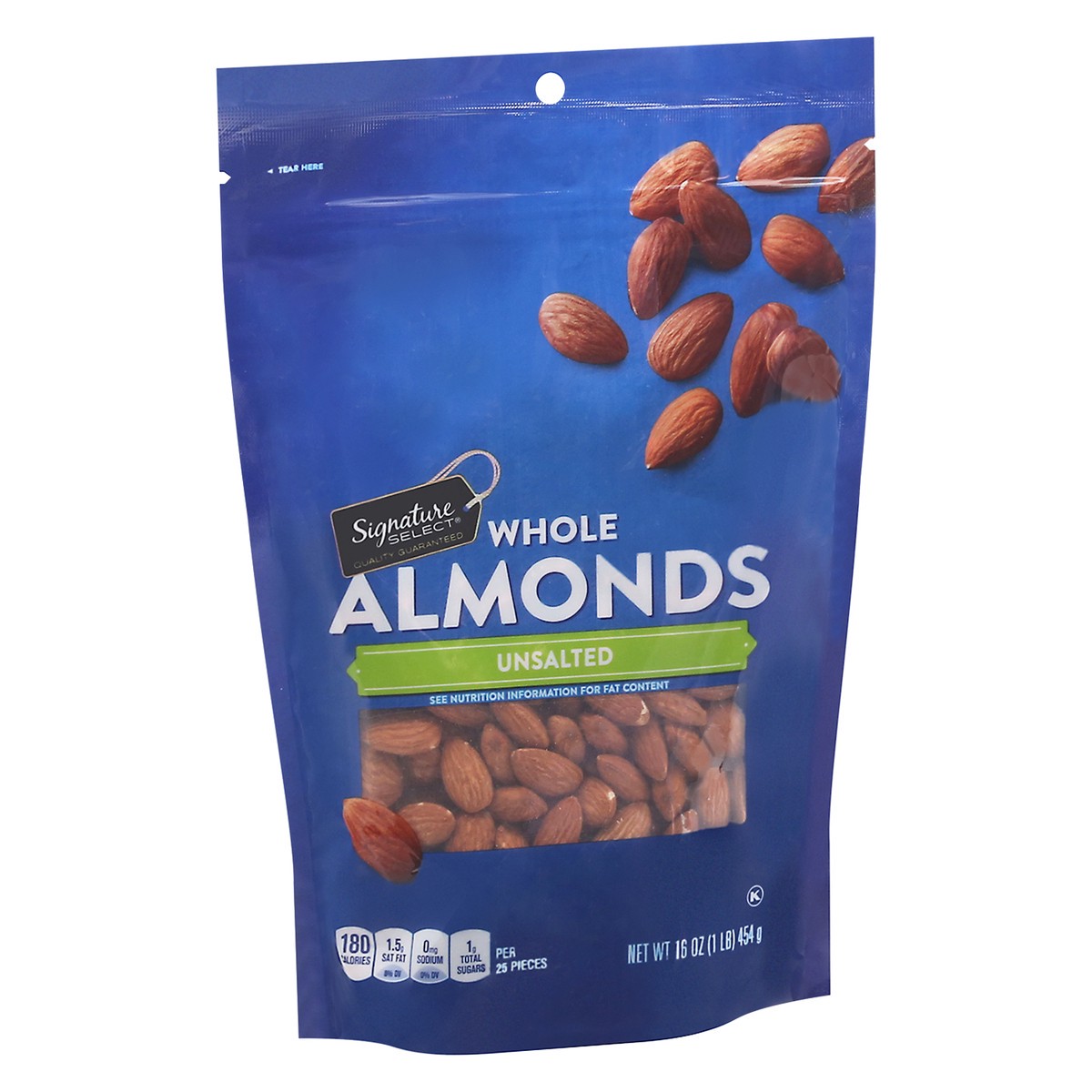 slide 2 of 9, Signature Select Whole Unsalted Almonds 16 oz, 16 oz