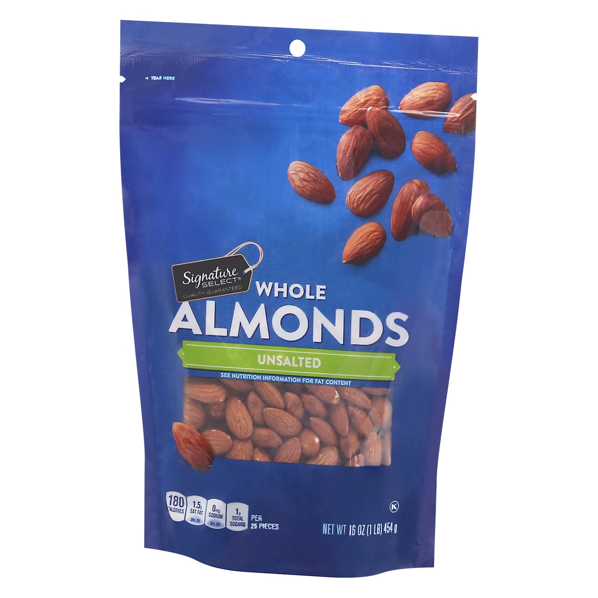 slide 3 of 9, Signature Select Whole Unsalted Almonds 16 oz, 16 oz