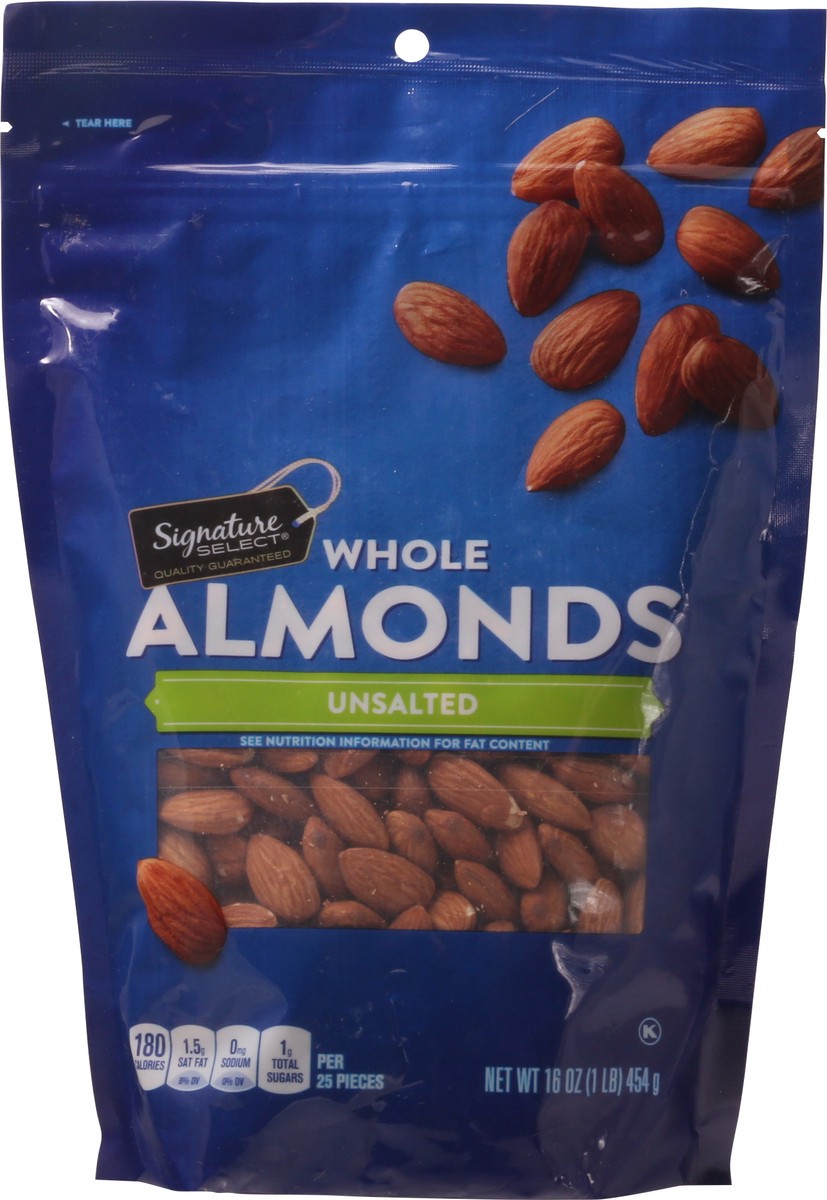 slide 6 of 9, Signature Select Whole Unsalted Almonds 16 oz, 16 oz