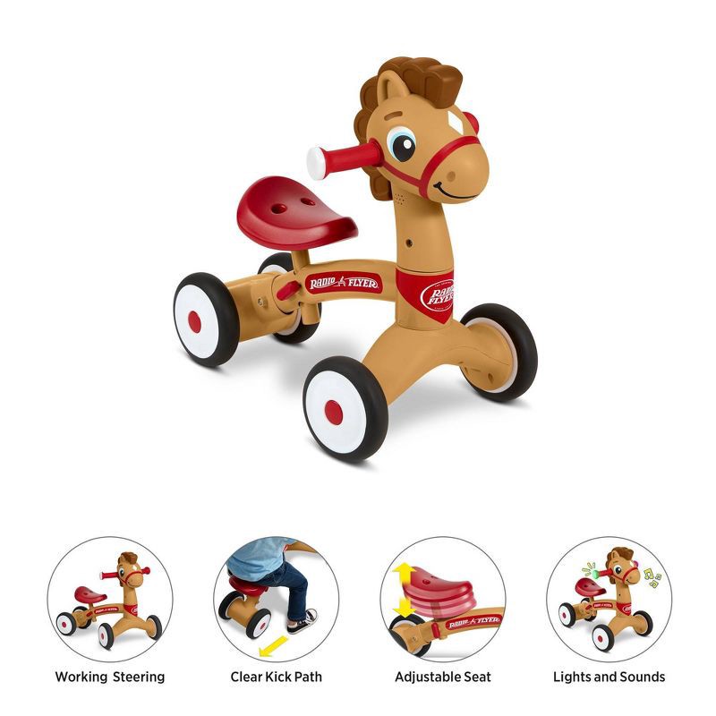 slide 2 of 11, Radio Flyer Lil' Racers Percy the Pony Riding Toy: Steel & Plastic, Ages 1-3, 42 lb Capacity, 42 lb