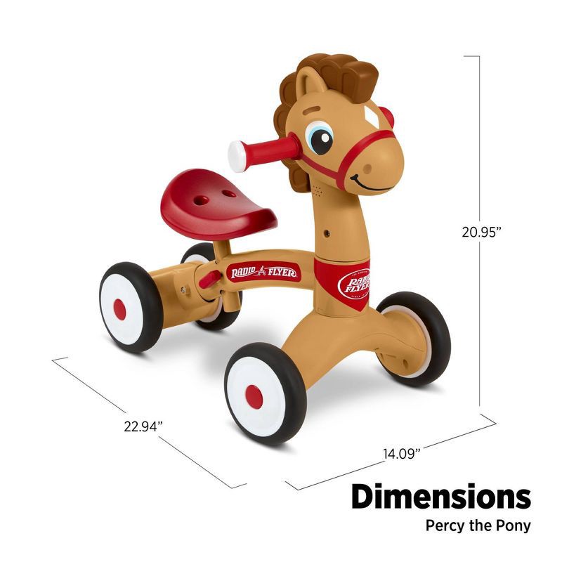 slide 3 of 11, Radio Flyer Lil' Racers Percy the Pony Riding Toy: Steel & Plastic, Ages 1-3, 42 lb Capacity, 42 lb