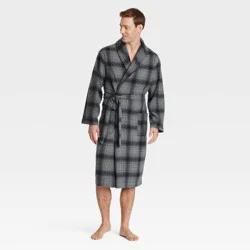 Men's Plaid Microfleece Robe - Goodfellow & Co™ Gray L/XL