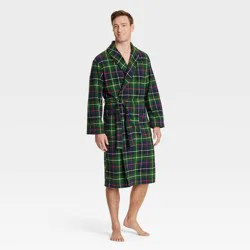 Men's Plaid Microfleece Robe - Goodfellow & Co™ Green S/M