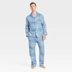 Men's Windowpane Woven Flannel Pajama Set - Goodfellow & Co™ Blue S