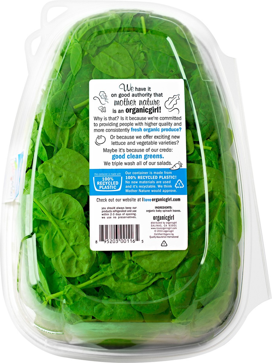 slide 2 of 3, Organic Girl Baby Spinach Greens, 10 oz