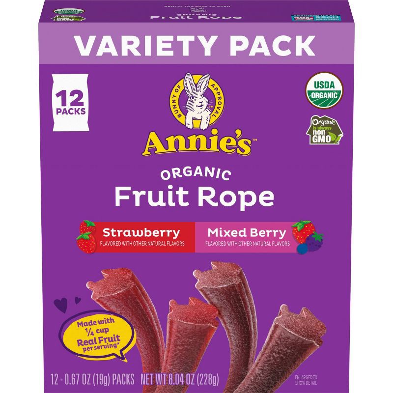 slide 2 of 5, Annie's Organic Bunny Fruit Rope Berry Strawberry - 8.04oz/12ct, 8.04 oz, 12 ct