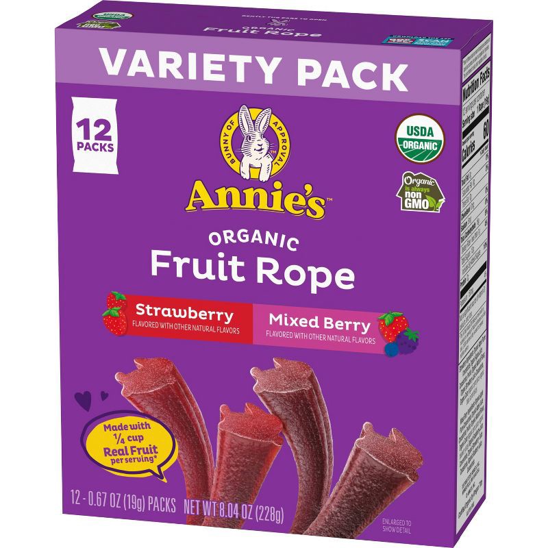 slide 3 of 5, Annie's Organic Bunny Fruit Rope Berry Strawberry - 8.04oz/12ct, 8.04 oz, 12 ct