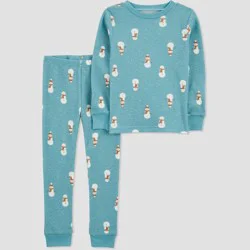 Carter's Just One You® Toddler 2pc Long Sleeve Snowman Christmas Pajama Set - Mint Green 3T