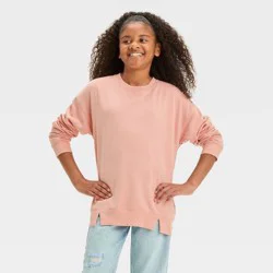 Girls' Oversized Crew Sweatshirt - art class™ Pink S