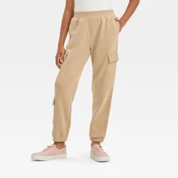 Girls' Cargo Fleece Pants - art class™ Tan S