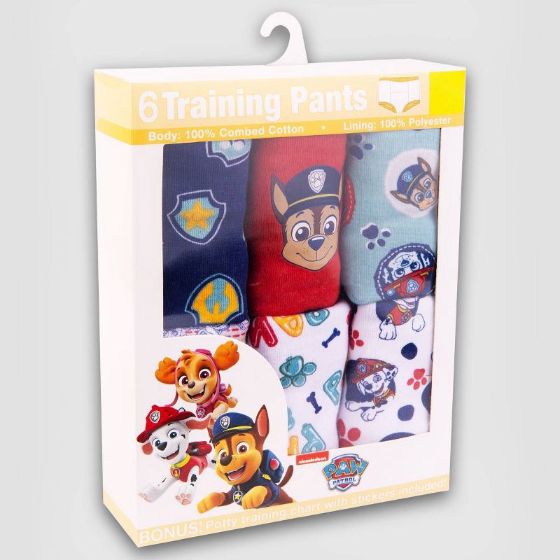 slide 2 of 4, Toddler PAW Patrol 6pk Training Underwear - 2T: Figures Pattern, Classic Rise, Full Waistband Elastic, 6 ct