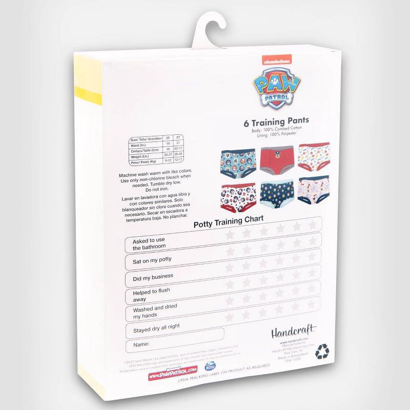 slide 3 of 4, Toddler PAW Patrol 6pk Training Underwear - 2T: Figures Pattern, Classic Rise, Full Waistband Elastic, 6 ct