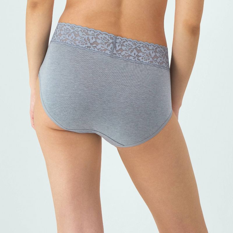 slide 4 of 5, Hanes Premium Hanes Women's 4pk Lace Brief Underwear - Black/Blue/Gray S, 4 ct