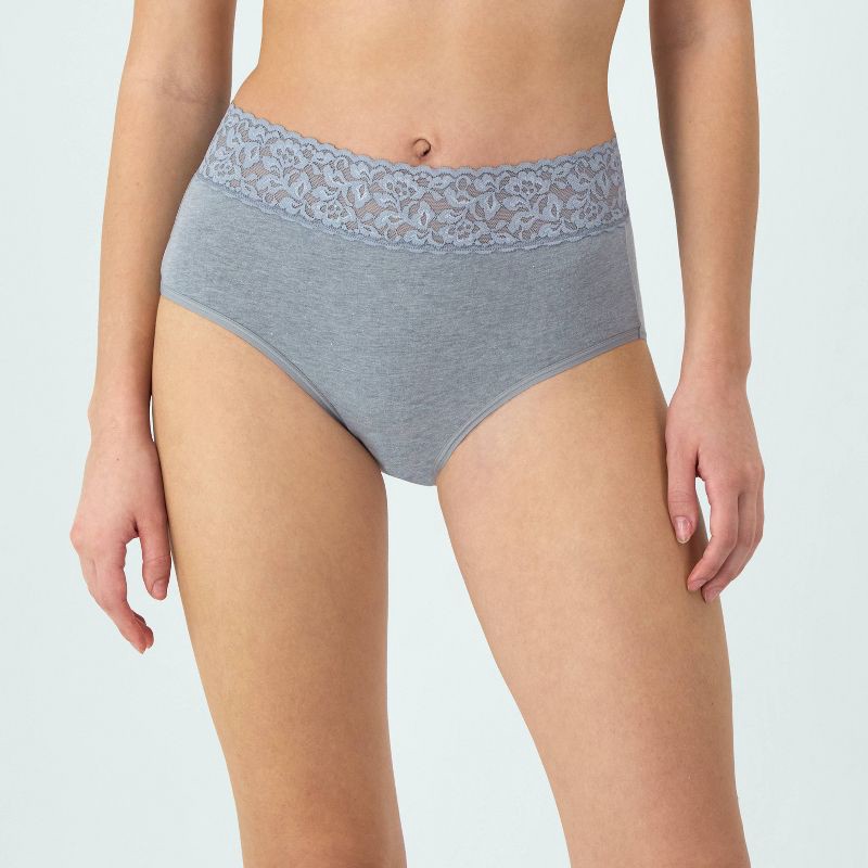 slide 3 of 5, Hanes Premium Hanes Women's 4pk Lace Brief Underwear - Black/Blue/Gray XL, 4 ct
