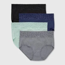 Hanes Premium Hanes Women's 4pk Lace Brief Underwear - Black/Blue/Gray XXL