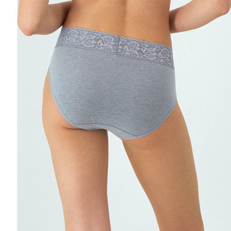slide 5 of 6, Hanes Premium Hanes Women's 4pk Lace Hi-Cut Underwear - Black/Blue/Gray M: Tagless, Lightweight Knit, Medium, 4 ct