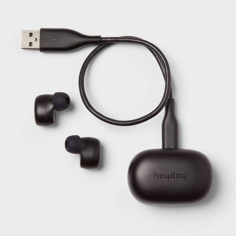 slide 4 of 4, True Wireless Bluetooth Sweat Resistant Earbuds - heyday™ Black: In-Ear Lightweight Design, 1 ct