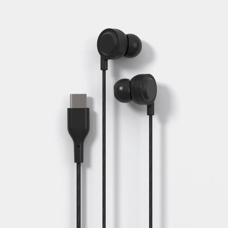 slide 1 of 5, Wired In-Ear Headphones with USB-C Connector and Mic - heyday™ (Black): Earphones USB-C, 1 ct