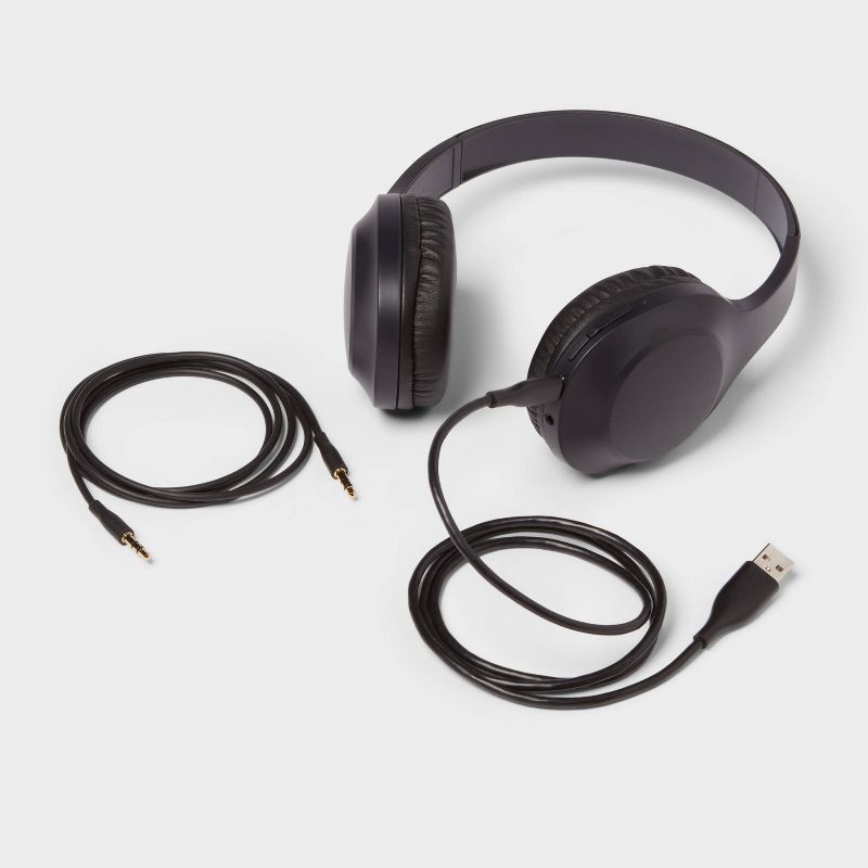 slide 2 of 4, Wireless/Wired Bluetooth Headphone with Aux Cable - heyday™ Black: Adjustable Headband, Foam Ear Cushion, 1 ct