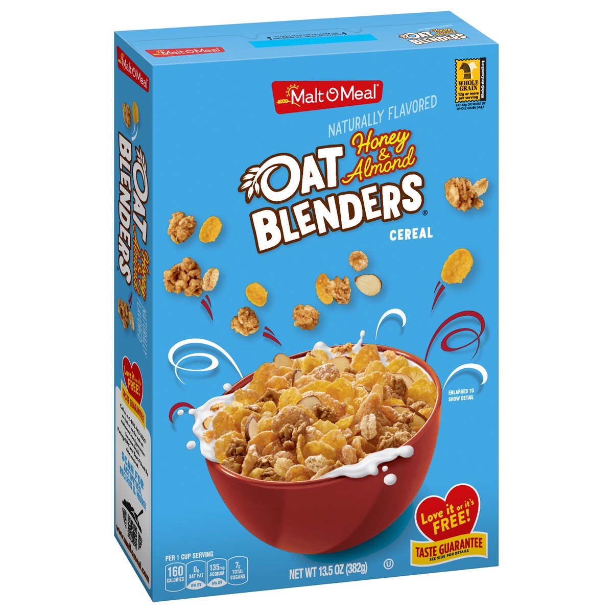 slide 2 of 9, Malt-O-Meal Honey and Oat Blenders with Almonds Breakfast Cereal, Small Size Bulk Bagged Cereal, 13.5 Ounce - 1 count, 13.5 oz