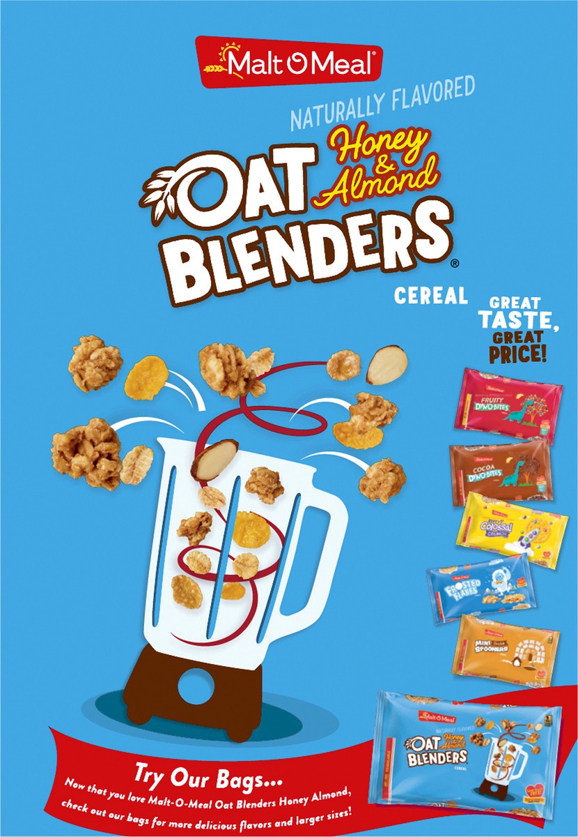 slide 7 of 9, Malt-O-Meal Honey and Oat Blenders with Almonds Breakfast Cereal, Small Size Bulk Bagged Cereal, 13.5 Ounce - 1 count, 13.5 oz