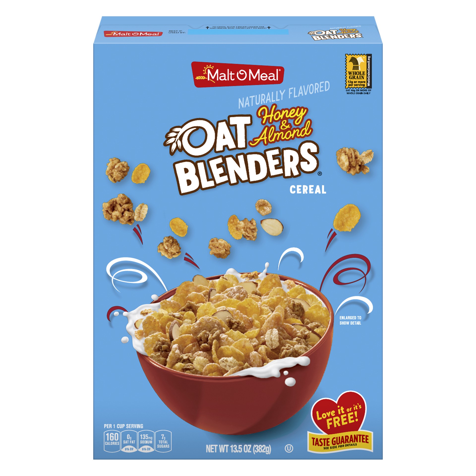 slide 1 of 9, Malt-O-Meal Honey and Oat Blenders with Almonds Breakfast Cereal, Small Size Bulk Bagged Cereal, 13.5 Ounce - 1 count, 13.5 oz