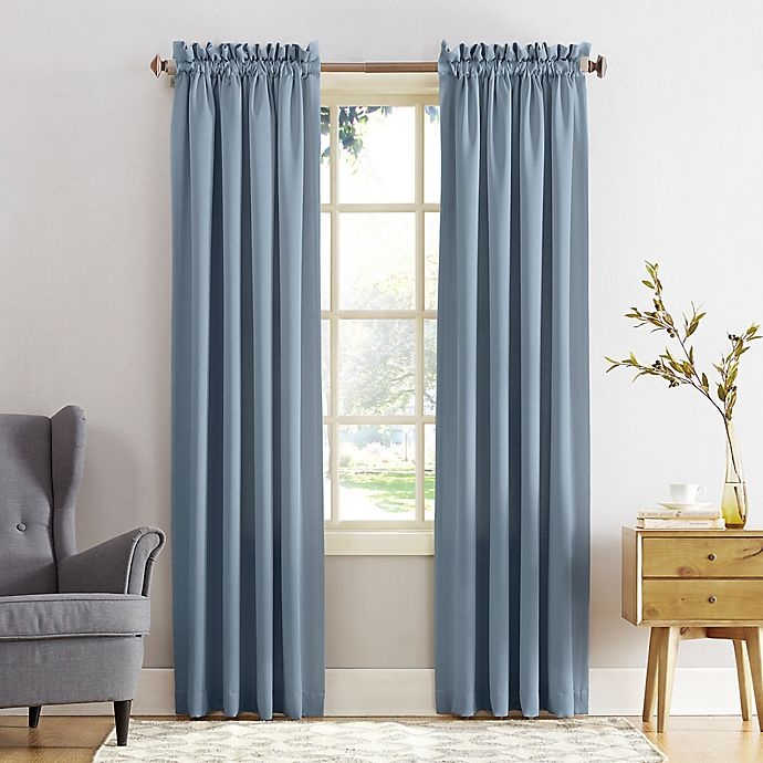 slide 1 of 5, Sun Zero Bella Curtain - Vintage Blue, 95 in