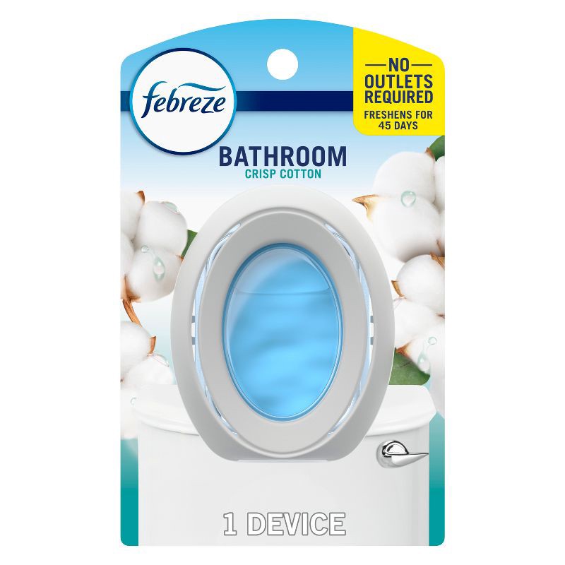 slide 1 of 11, Febreze Crisp Cotton Bathroom Air Freshener: Oil, Disposable, 0.25 oz, Non-Powered, 0.25 oz