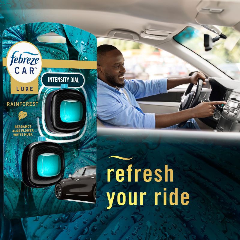 slide 7 of 12, Febreze Luxe Car Air Freshener - Rainforest - 0.14 fl oz/2ct, 0.14 fl oz, 2 ct