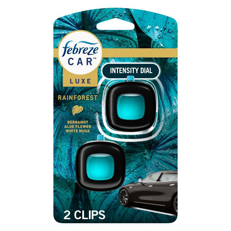 slide 1 of 12, Febreze Luxe Car Air Freshener - Rainforest - 0.14 fl oz/2ct, 0.14 fl oz, 2 ct
