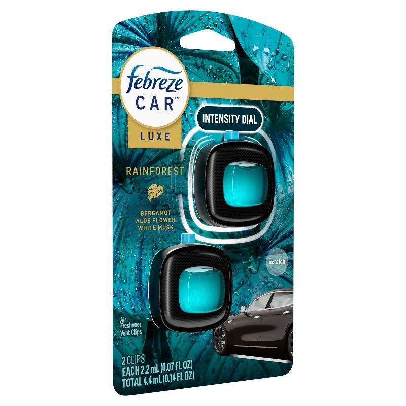 slide 10 of 12, Febreze Luxe Car Air Freshener - Rainforest - 0.14 fl oz/2ct, 0.14 fl oz, 2 ct