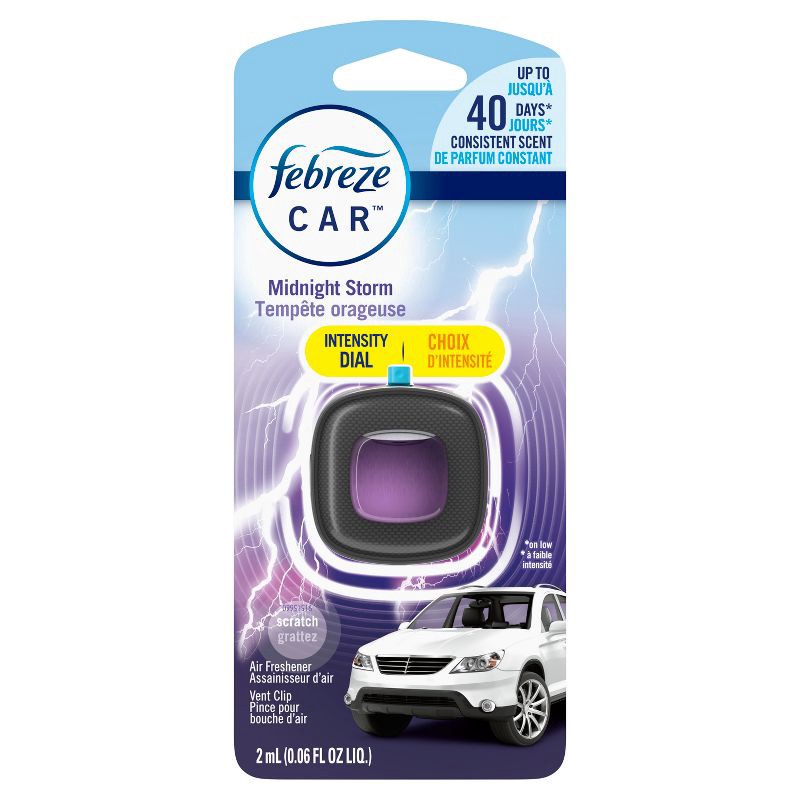 slide 2 of 11, Febreze Car Air Freshener - Midnight Storm - 0.06 fl oz, 0.06 fl oz