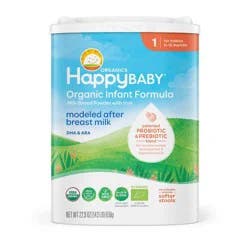 Happy Baby Organic Infant Formula Powder - Stage 1 - 22.9 oz: Milk-Based, Added Prebiotics & Probiotics, Non-GMO