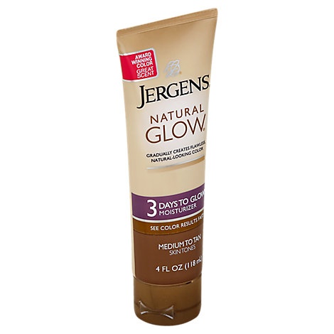 slide 1 of 1, Jergens Natural Glow 3 Days To Glow Moisturizer Medium To Tan Skin Tones, 4 fl oz