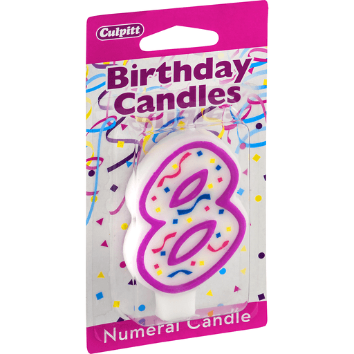 slide 2 of 8, Culpitt Birthday Candles Numeral Candle 8, 1 ct