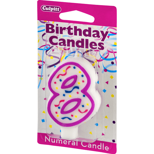 slide 3 of 8, Culpitt Birthday Candles Numeral Candle 8, 1 ct