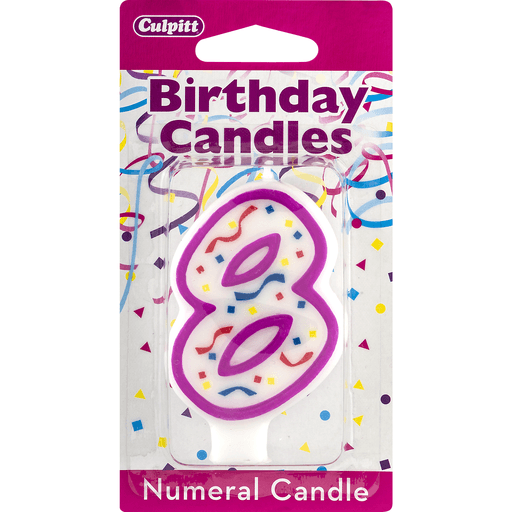 slide 4 of 8, Culpitt Birthday Candles Numeral Candle 8, 1 ct