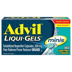 Advil Liqui-Gels minis Pain Reliever and Fever Reducer, Ibuprofen 200mg for Pain Relief - 160 Liquid Filled Capsules