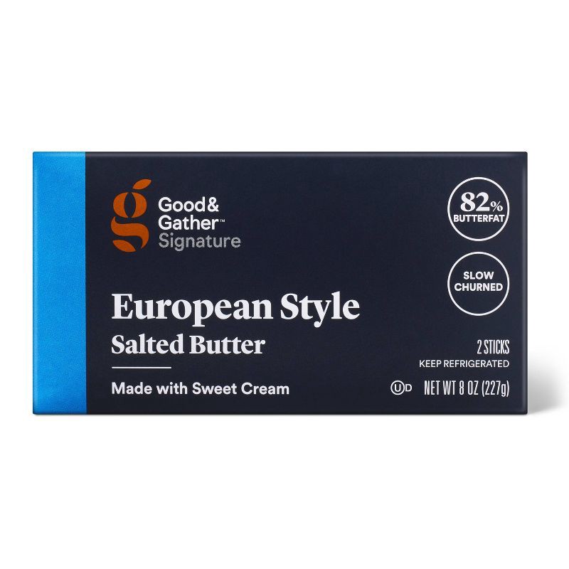 slide 1 of 3, Signature European Style Salted Butter - 8oz - Good & Gather™, 8 oz