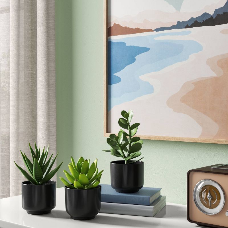 slide 2 of 6, Succulent Artificial in Black Pot - Room Essentials™, 1 ct