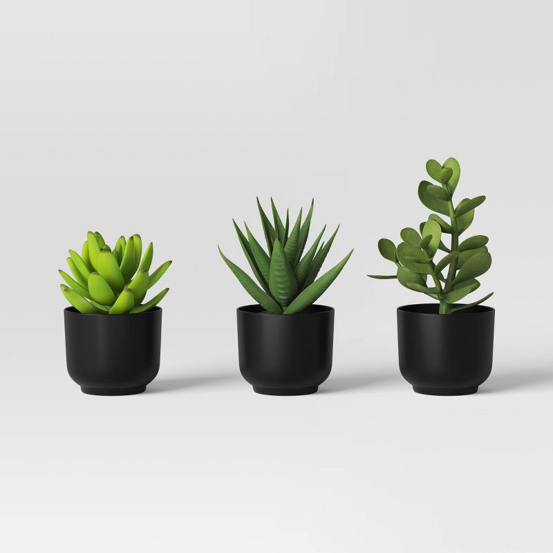 slide 1 of 6, Succulent Artificial in Black Pot - Room Essentials™, 1 ct