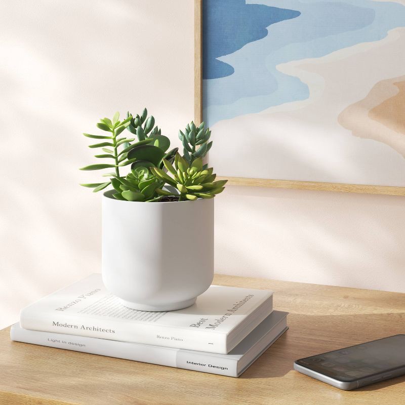 slide 2 of 4, Succulent Arrangement in White Pot - Room Essentials™, 1 ct