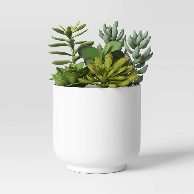 slide 1 of 4, Succulent Arrangement in White Pot - Room Essentials™, 1 ct
