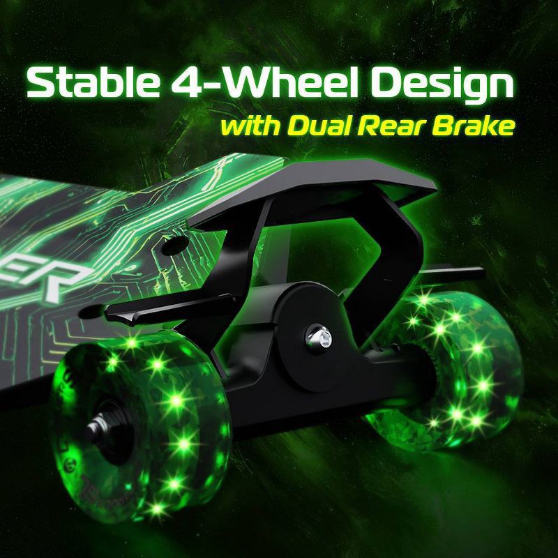 slide 6 of 7, Melo SideWinder Kick Scooter - Green: Steel & Aluminum Frame, Lights Up, 1 ct
