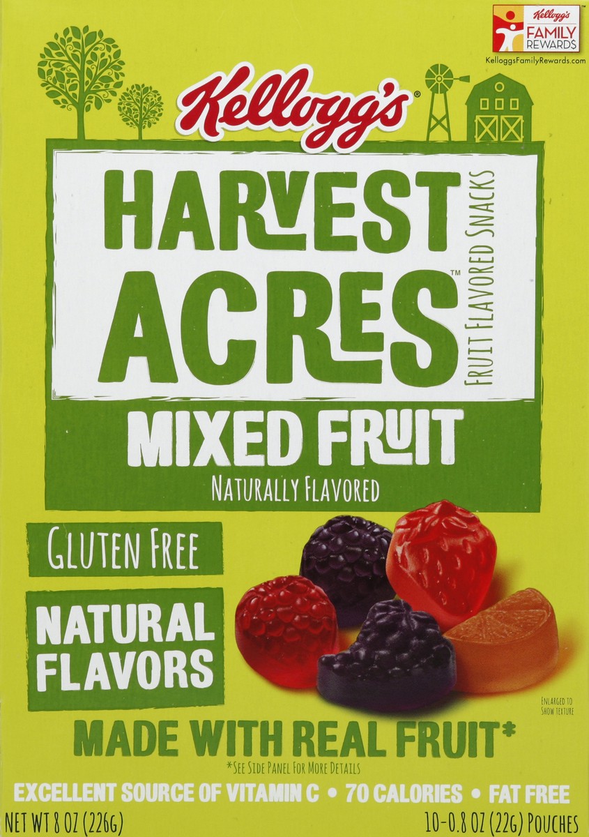 slide 5 of 6, Kellogg's Harvest Acres Mixed Fruit Flavored Snacks, 10 ct; 8 oz