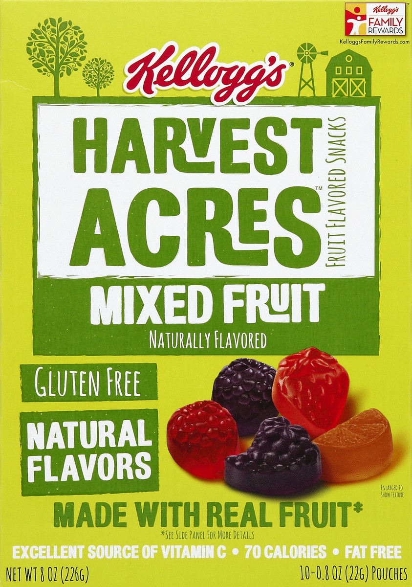slide 6 of 6, Kellogg's Harvest Acres Mixed Fruit Flavored Snacks, 10 ct; 8 oz