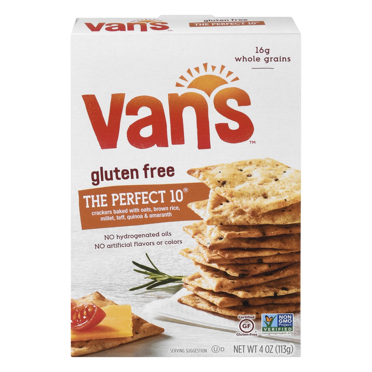 slide 1 of 7, Van's Gluten Free The Perfect 10 Crackers 4 oz, 4 oz