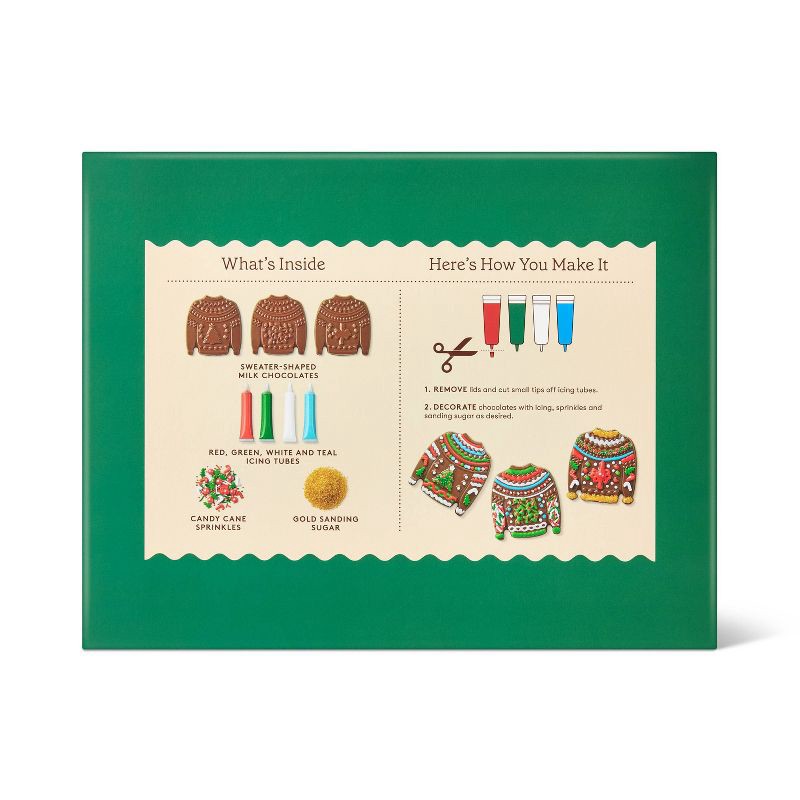 slide 3 of 4, Christmas Three Chocolate Ugly Sweaters Decorating Kit - 8.6oz/3ct - Favorite Day™, 8.6 oz, 3 ct